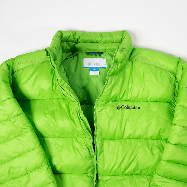 Men's Columbia Quilted Lime Green Zipper Jacket – MendedEarth Men's Columbia Quilted Lime Green Zipper Jacket – MendedEarth
