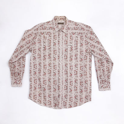 Men's Vintage Stetson Western Pearl Snap Paisley Brown Button Down