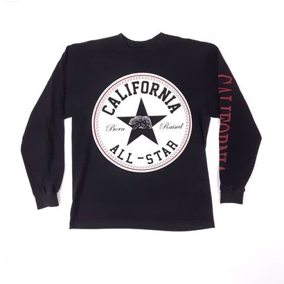 California All Star Born And Raised Long Sleeve Black T-Shirt