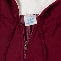 Unisex Vintage Adidas Maroon & Cream Zipper Hoodie