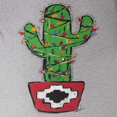 Unisex Cactus Christmas Tree Holiday Gray T-Shirt