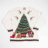 Women's Vintage Holiday Christmas Tree White Sweater