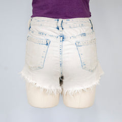 Women's Torn Acid Wash Denim White Shorts