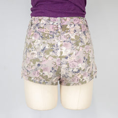 Women's Purple Floral Print Denim Shorts