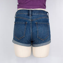 Women's Rolled Up Denim Blue Shorts