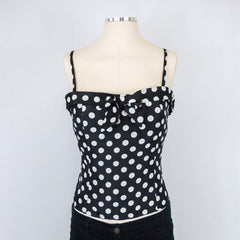 Women's Spaghetti Strap Polka Dot Black Top