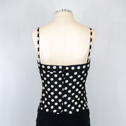 Women's Spaghetti Strap Polka Dot Black Top