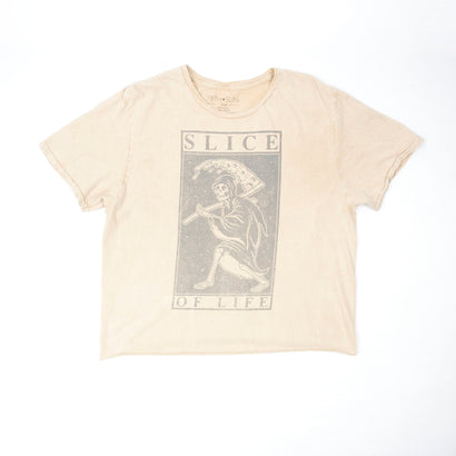 Women's Grim Reaper Slice of Life Pizza Cream T-Shirt