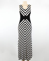 Women's Striped Long Maxi Black Dress