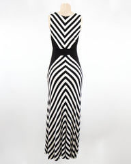 Women's Striped Long Maxi Black Dress