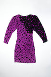 Women's Vintage Front Rouched Polka Dot Purple Dress