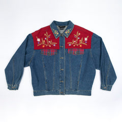 Women's Embroidered Floral Denim Blue Jacket