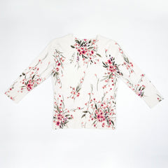 Women's Floral Print White Cardigan