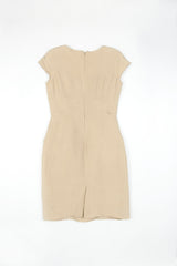 Women's Cap Sleeve and Pockets Tan Dress