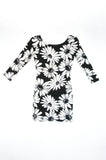 Women's Floral Print 3/4 Sleeve Black Dress