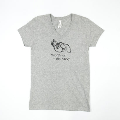 Unisex Worn Out In Service Gray V-Neck T-Shirt