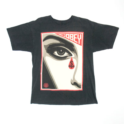 Men's Vintage Obey Teardrop Black T-Shirt