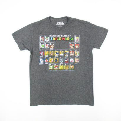 Men's Super Mario - Periodic Table Of Super Mario Gray T-Shirt