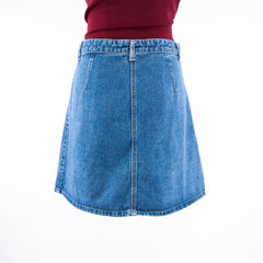 Women's Denim Button/Pocket Mini Blue Skirt