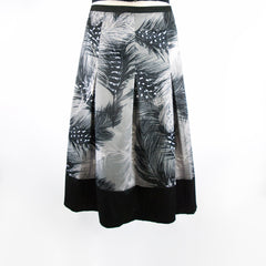 Women's Circular Feather Print Black Skirt