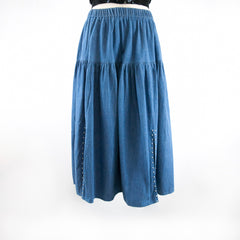 Women's Denim Front Slit Blue Skirt