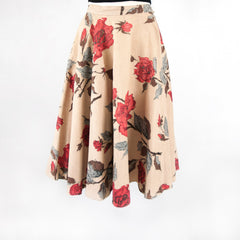 Women's Floral Circular Print Floral Tan Skirt