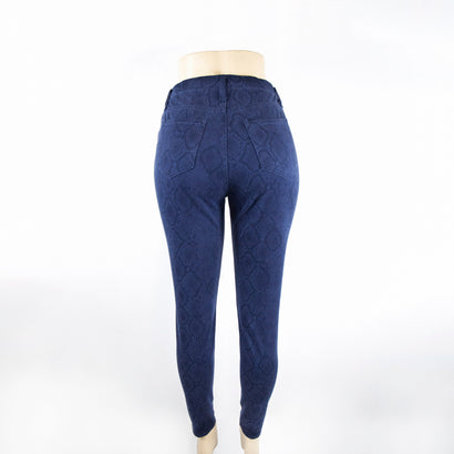 Women's Snake Print Blue Pants