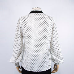 Women's Bow-Tie Polka Dot White Top