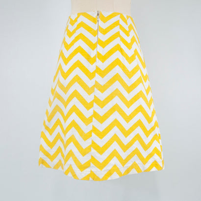 Women's A-Line Chevron Yellow Skirt