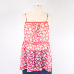 Women's Pink Floral Print Spaghetti Tank Top