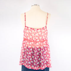 Women's Pink Floral Print Spaghetti Tank Top