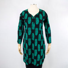 Women's Printed Tunic Black Top