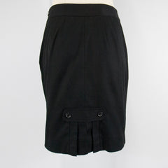 Women's Pleated Back Detail Black Skirt