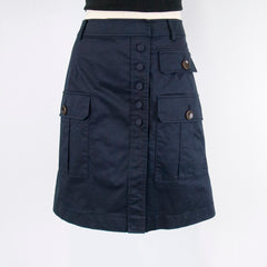 Women's Cargo Style Button Navy Skirt