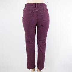 Women's Denim High Waist Burgundy Jeans