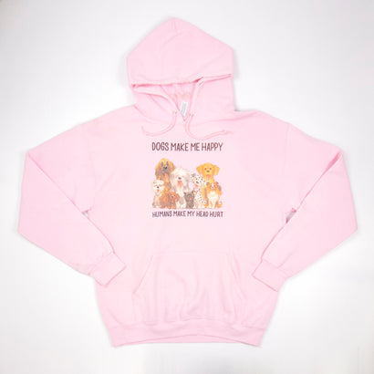 Women's Dogs Make Me Happy Pink Hoodie