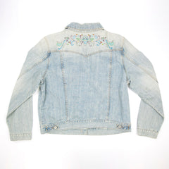 Women's Beaded Detail Denim Blue Jacket