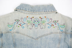 Women's Beaded Detail Denim Blue Jacket