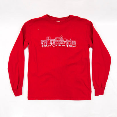 Unisex Dickens' Christmas Festival Holiday Long Sleeve Red Shirt