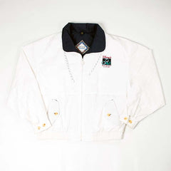 Unisex Vintage Disney's Racquet Club Embroidered White Windbreaker Zipper Jacket