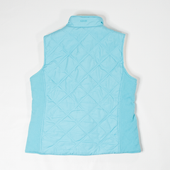 Women's Izod Reversible Quilted Blue and White Fleece Vest