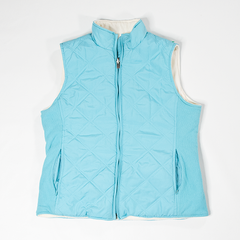 Women's Izod Reversible Quilted Blue and White Fleece Vest