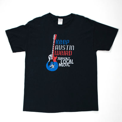 Men's Keep Austin Weird Support Local Music Black T-Shirt