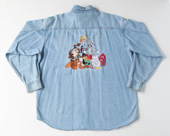 Men's Vintage Looney Tunes Characters Denim Button Down