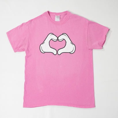 Unisex Mickey Mouse Hands Love Symbol Pink T-Shirt