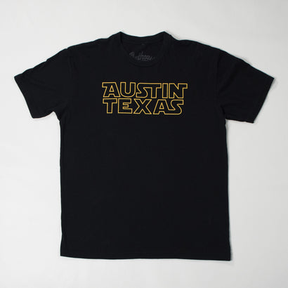 Men's Austin, TX Star Wars Font Black T-Shirt