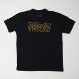 Men's Austin, TX Star Wars Font Black T-Shirt