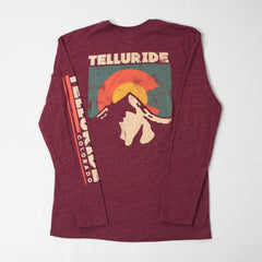 Men's Telluride, CO Mountain Sunset Burgundy T-Shirt