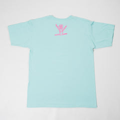 Men's Shreddy Skate Skeleton Hand Baby Blue T-Shirt