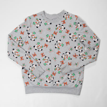 Unisex Vintage Mickey & Minnie Happy Holiday Gray Sweatshirt